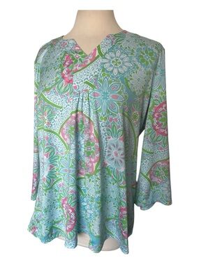 Ruby Rd size XL colorful botanical print tunic Top